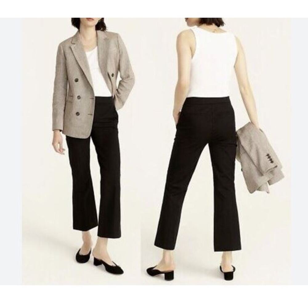 J Crew Hayden Bi-Stretch Cotton Kickout Crop Pant in Black (4)